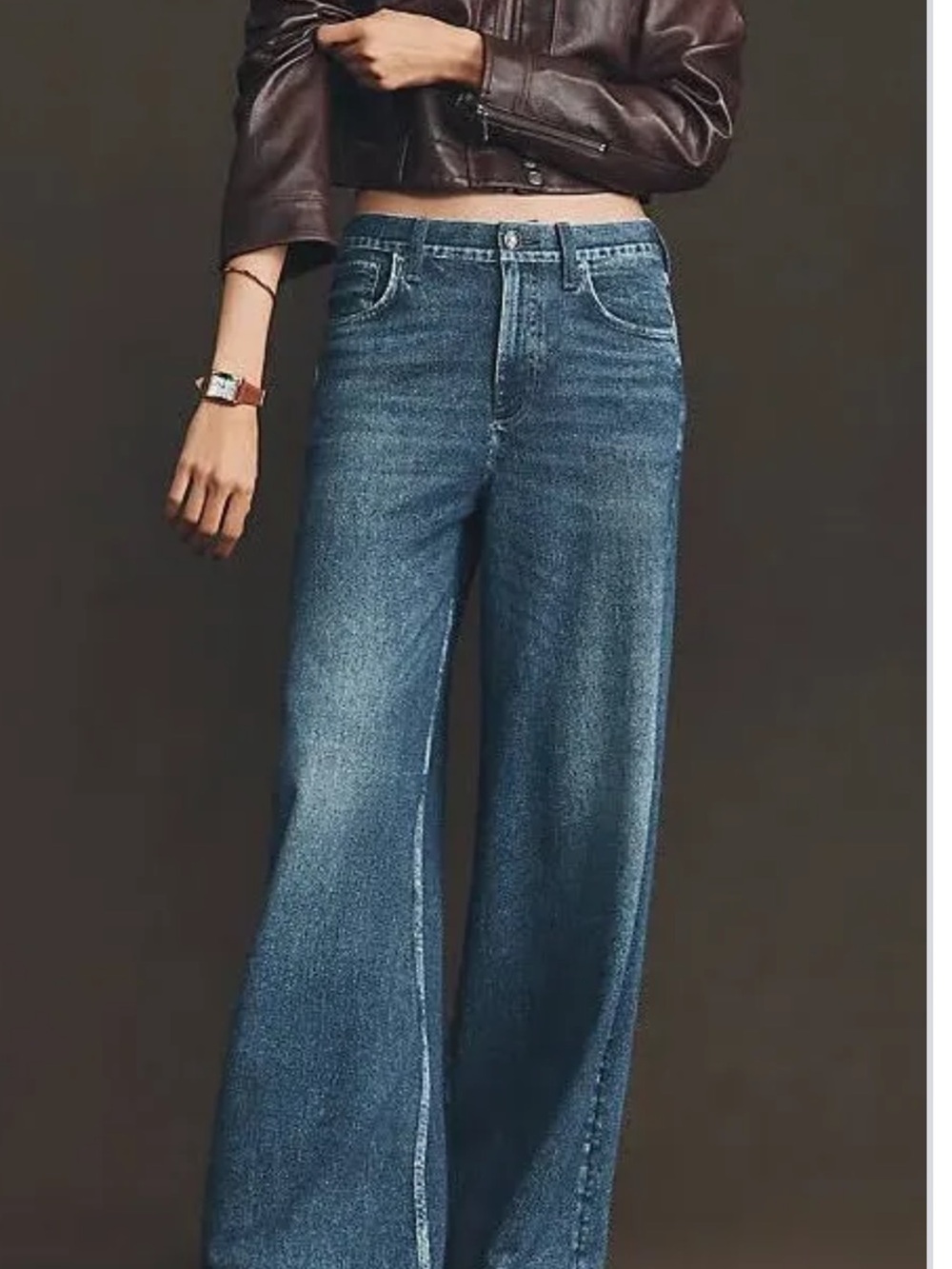 rag & bone Wide-Leg High-Rise Blue Jeans